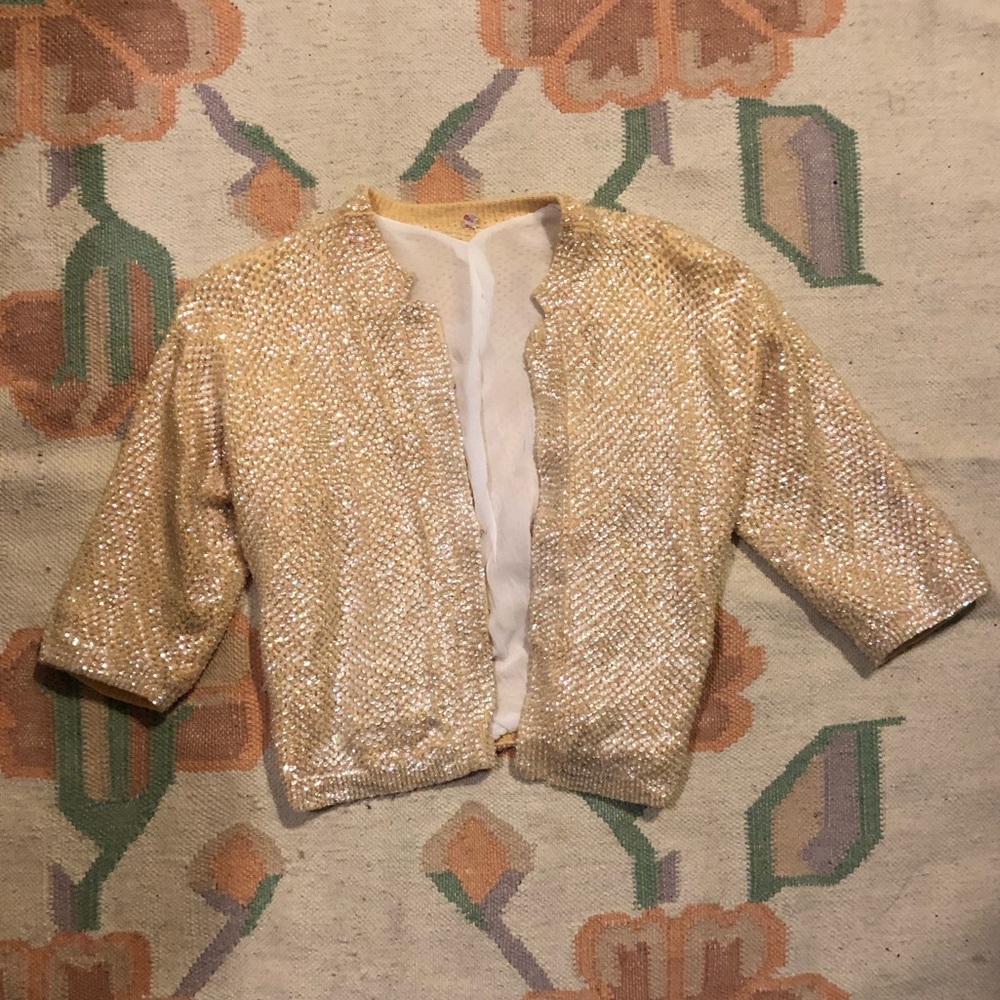 Vintage fully beaded cardigan Hollywood glam
